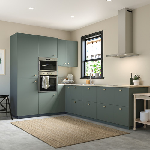 METOD Corner wall cabinet with shelves, white/Bodarp grey-green, 68x60 cm
