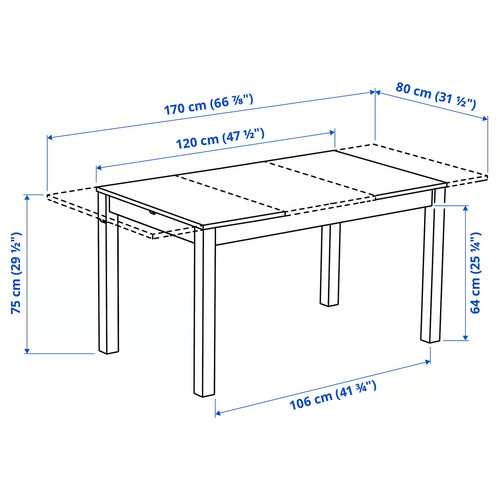 ÅLHULT / ÅLHULT Table and 4 chairs, black/brown/Bomstad black black, 120/170x80 cm
