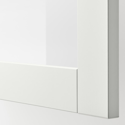 BESTÅ TV storage combination/glass doors, white/Lappviken white clear glass, 300x42x211 cm