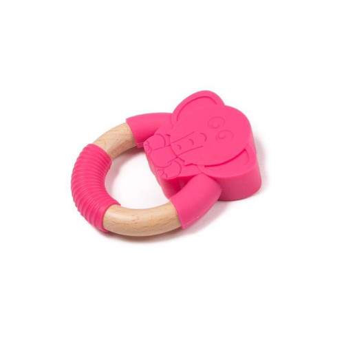 Bo Jungle B-Wood Teether Animals Elephant Pink