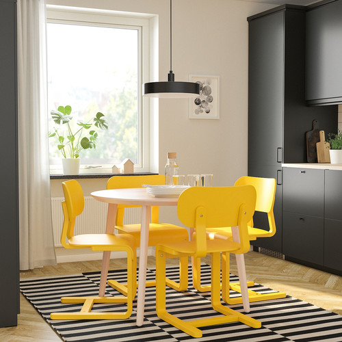 LYCKAN Chair, yellow/birch veneer