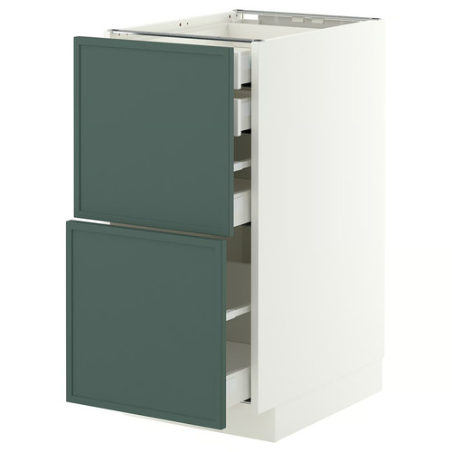 METOD/MAXIMERA Base cb 2 frnts/2 low/1 md/1 hi drw, white/Aspudden dark grey-green, 40x60 cm