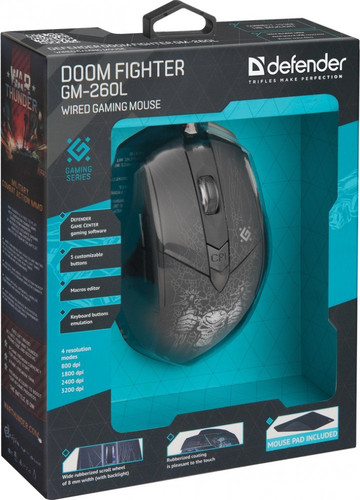 Defender Fighter Optical Wired Gaming Mouse 3200dpi 6P GM-260L