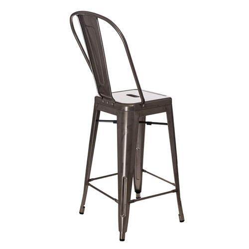 Bar Stool with Backrest Paris 66cm, metallic