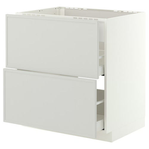 METOD/MAXIMERA Base cab f hob/int extractor w drw, white/Aspudden light grey, 80x60 cm