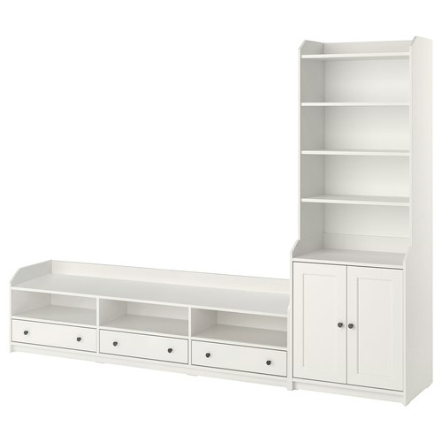 HAUGA TV/storage combination, white, 276x46x199 cm