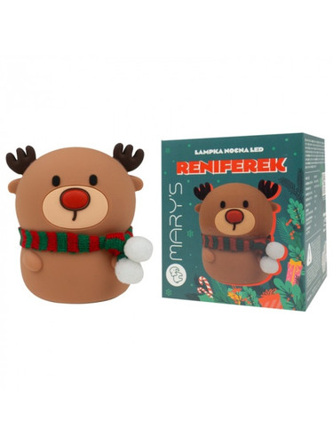 MARY'S LED Reindeer Night Light with Scarf, Brown