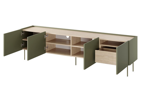Four-Door TV Cabinet with Drawers Desin 220, olive/nagano oak
