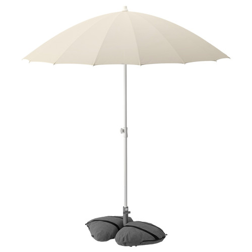 SAMSÖ / IGGÖN Parasol with base, tilting beige/dark grey, 200 cm