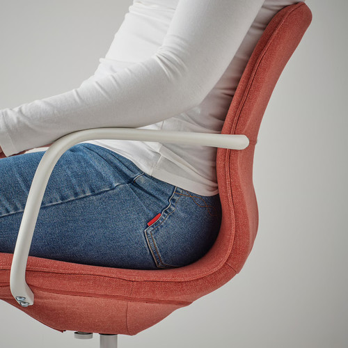 LÅNGFJÄLL Conference chair with armrests, Gunnared red-orange/white