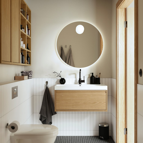 ÄNGSJÖN Wash-stand with drawer, oak effect, 80x48x33 cm