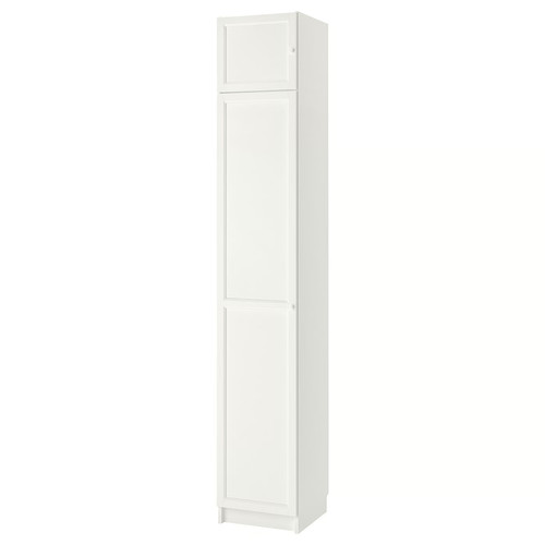 BILLY / OXBERG Bookcase w height extension ut/drs, white, 40x42x237 cm