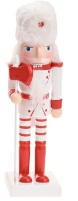 Nutcracker Christmas Decoration 25cm, white, flufy hat