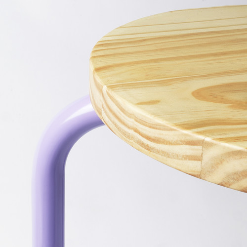 DOMSTEN Stool, lilac/pine