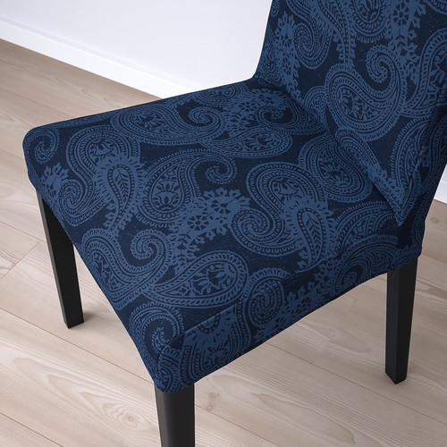 NORDVIKEN / BERGMUND Table and 2 chairs, black/Kvillsfors dark blue/blue black, 74/104 cm