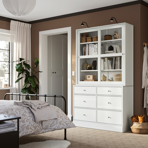 HAVSTA Storage combination w glass-doors, white, 121x47x212 cm