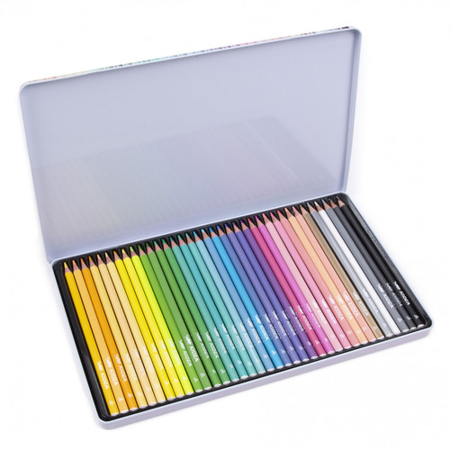 Kidea Coloured Pencils 36 Pastel Colours in Metal Box