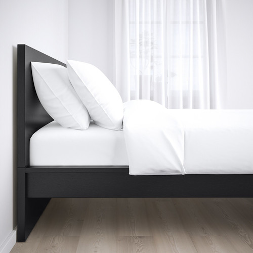 MALM Bed frame, high, black-brown, Leirsund, 90x200 cm