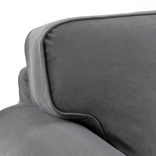 EKTORP 3-seat sofa with chaise longue, Hakebo dark grey