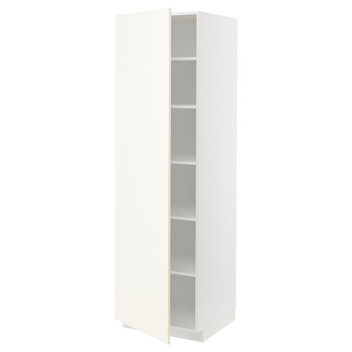 METOD High cabinet with shelves, white/Vallstena white, 60x60x200 cm