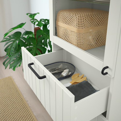 BESTÅ Storage combination w glass doors, white, Sutterviken/Kabbarp white clear glass, 60x42x202 cm