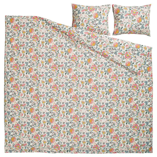 DAGGSALVIA Duvet cover and 2 pillowcases, multicolour/floral pattern, 200x200/50x60 cm