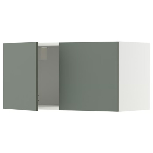 METOD Wall cabinet with 2 doors, white/Nickebo matt grey-green, 80x40 cm