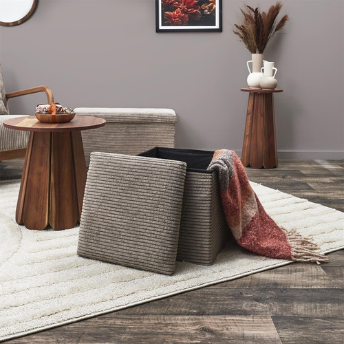 Folding Pouffe, corduroy, taupe