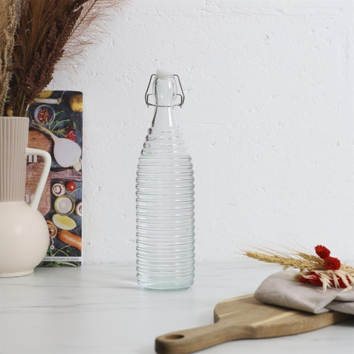 Glass Bottle 1L, stripes