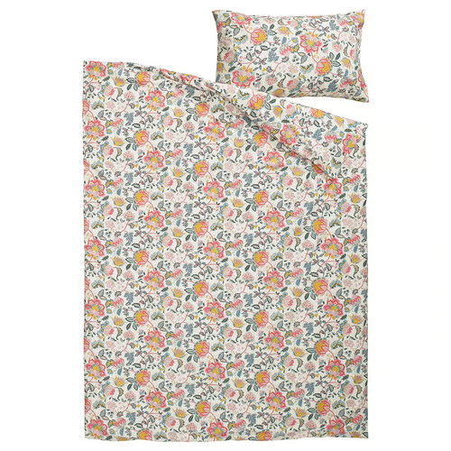 DAGGSALVIA Duvet cover and pillowcase, multicolour/floral pattern, 150x200/50x60 cm