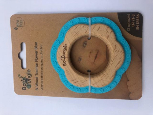 Bo Jungle B-Wood Teether Flower Blue