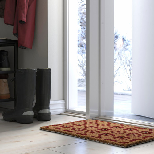 VATTENTORN Door mat, indoor, natural/red, 40x60 cm