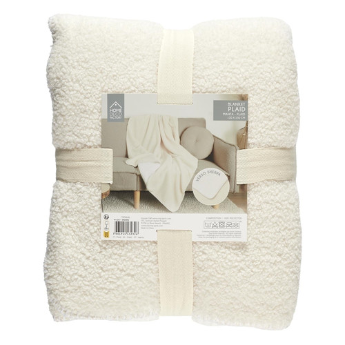 Blanket Throw Sherpa 120x150cm, ecru