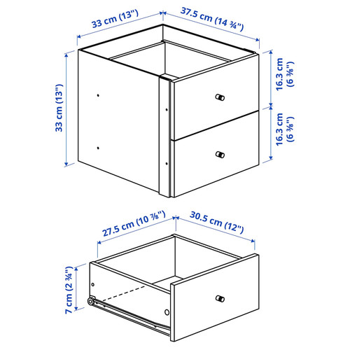 KALLAX Shelving unit, with 4 drawers/white, 77x77 cm