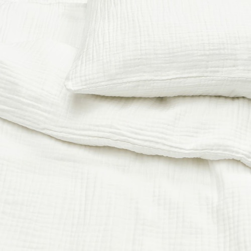 SCHERSMIN Duvet cover and 2 pillowcases, white, 200x200/50x60 cm