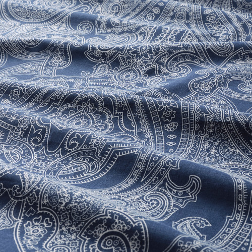 JÄTTEVALLMO Duvet cover and pillowcase, dark blue/white, 150x200/50x60 cm