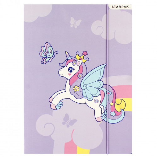 Paper Folder with Elastic Band A4 Unicorn 10-pack, assorted patterns
