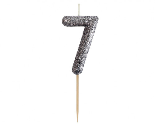 Birthday Candle Number 7, glitter black
