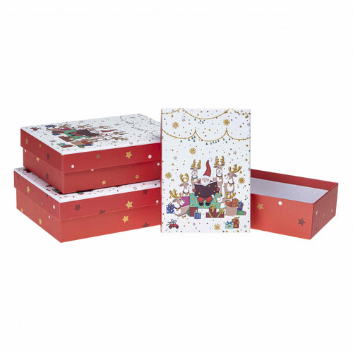 Decorative Cardboard Gift Boxes, Set of 3, Mixed Christmas Designs