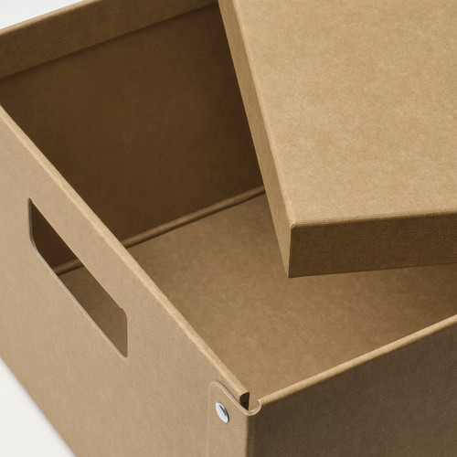 GÄRDESGÅRD Storage box with lid, natural, 25x35x16 cm
