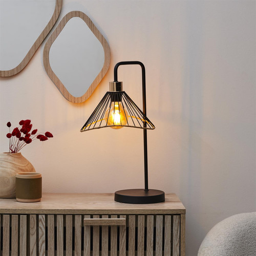 Table Lamp Anel, black/rattan