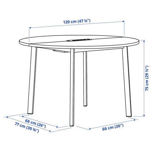 MITTZON Conference table, round/white, 120x75 cm