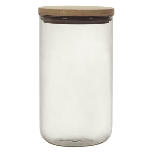 Elegant Glass Storage Jar with Bamboo Lid 1l, grey