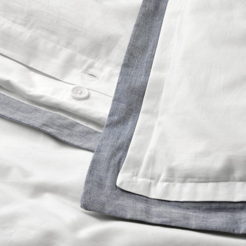 TÅTELSMYGARE Duvet cover and 2 pillowcases, white/blue, 200x200/50x60 cm