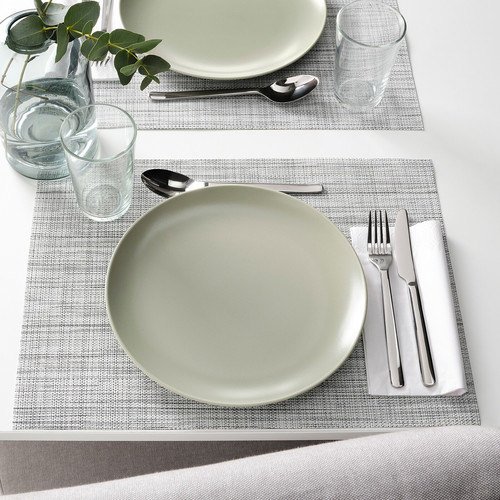 FÄRGKLAR Plate, matt green, 26 cm, 4 pack