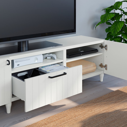 BESTÅ TV bench, white, Sutterviken/Kabbarp white, 180x42x48 cm