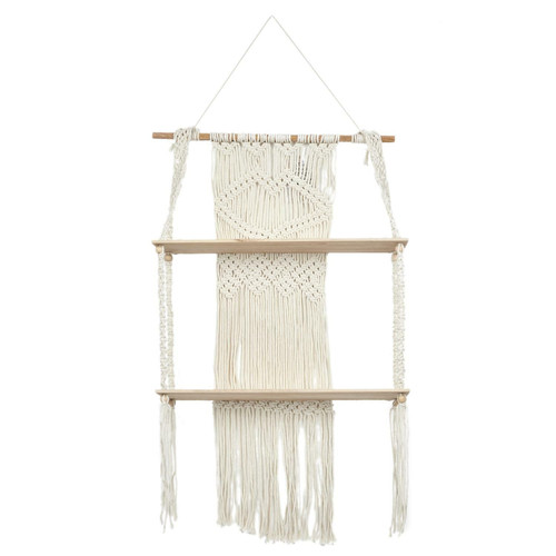 Wall Shelf Boho, beige macrama