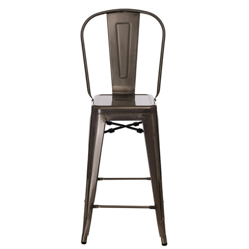 Bar Stool with Backrest Paris 66cm, metallic