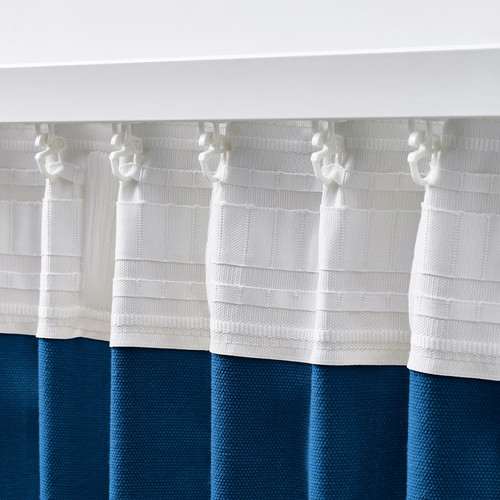 GINSTMOTT Curtains, 1 pair, dark blue/with heading tape, 145x300 cm