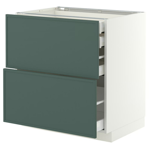 METOD/MAXIMERA Base cb 2 frnts/2 low/1 md/1 hi drw, white/Aspudden dark grey-green, 80x60 cm